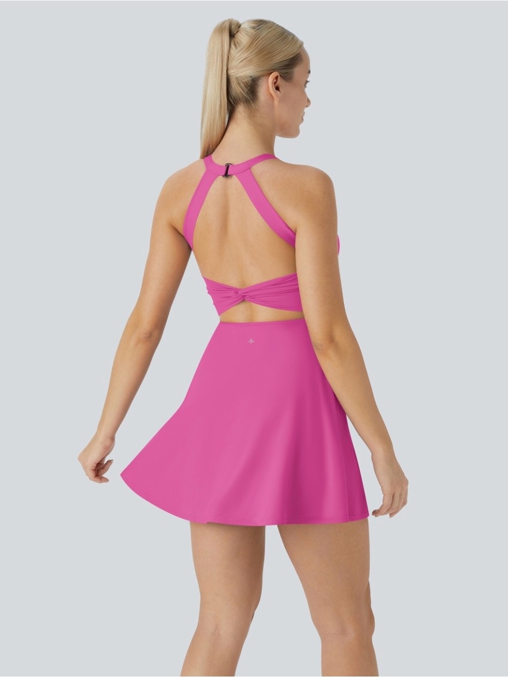 HALARA SoftlyZero Airy Hot Pink Open-Back Athletic Mini Dress